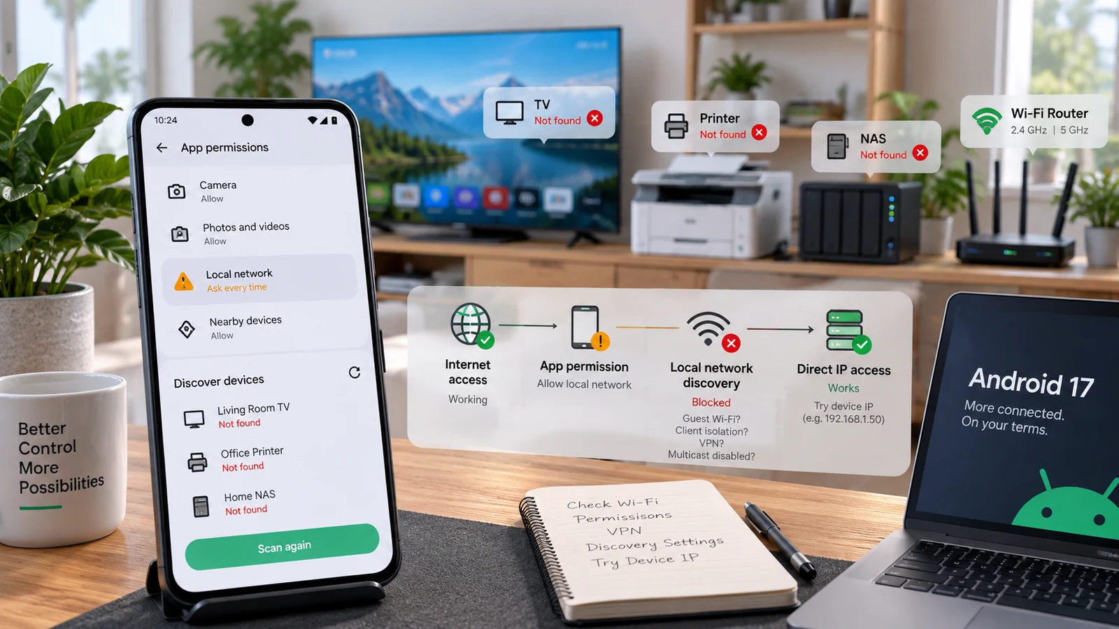 Android 17 Can't Find Your TV, Printer or NAS? Check These Settings
