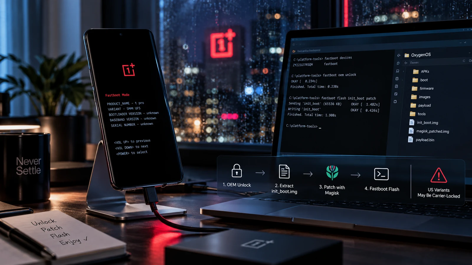 OnePlus root guide 2026 with Magisk and fastboot