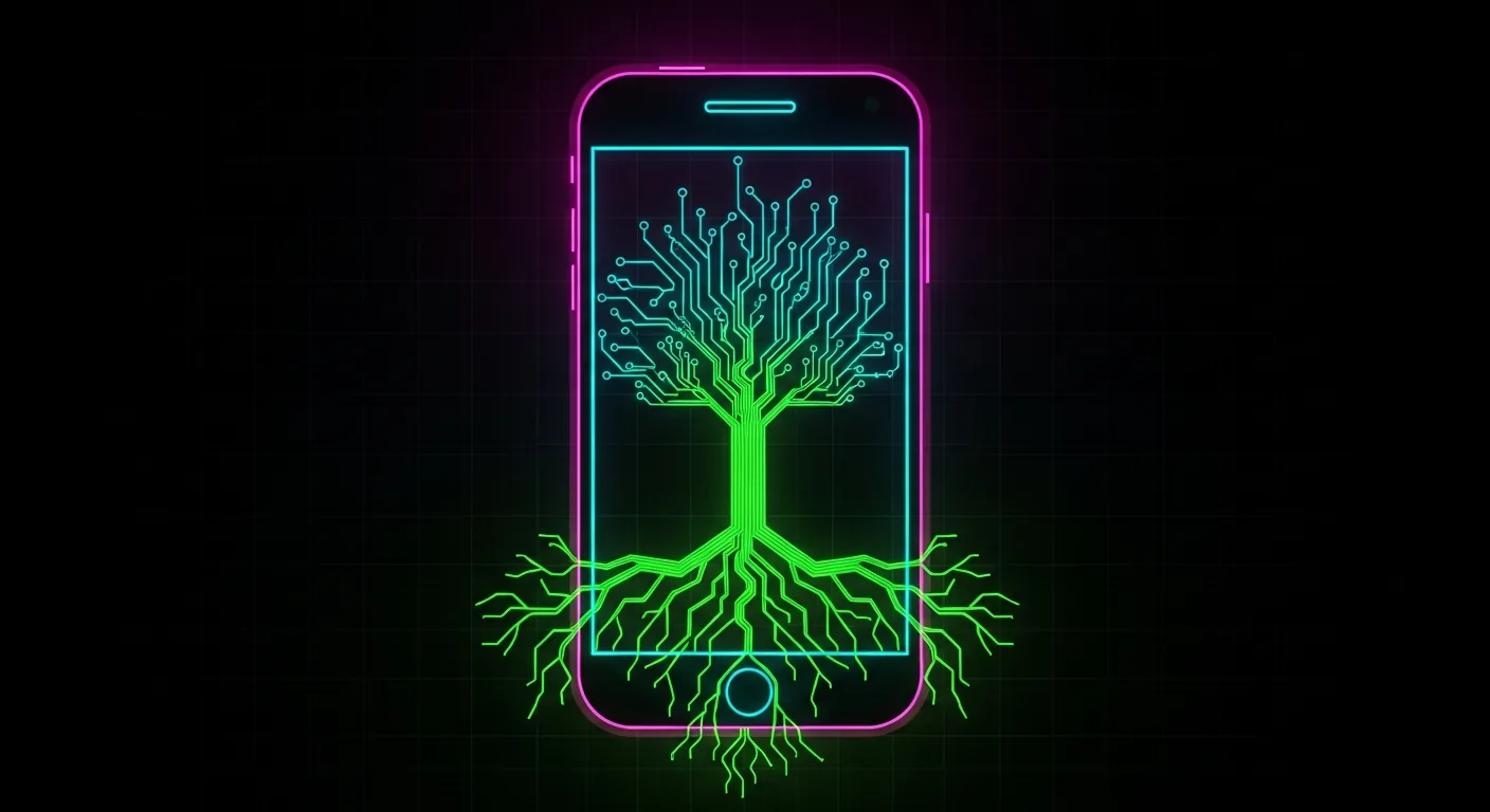 Android phone with warning shield icon overlay