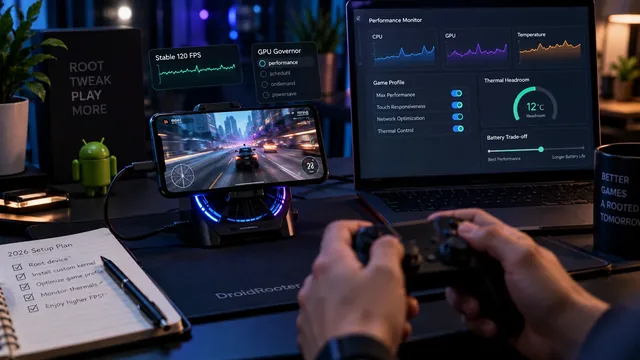 Android phone running gaming optimization tools with root access