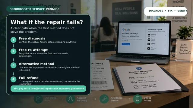 Document with checkmark and shield indicating repair guarantee