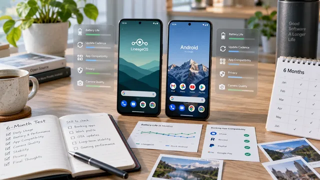 LineageOS running on a Google Pixel device next to stock Android