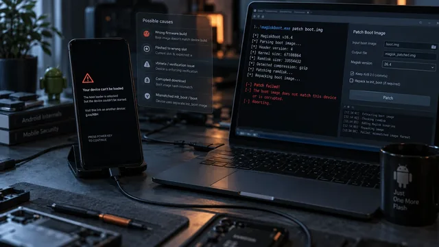 Fastboot terminal output during a Magisk patched boot image flash