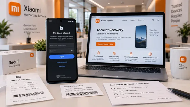 Xiaomi phone showing Mi Account verification lock screen