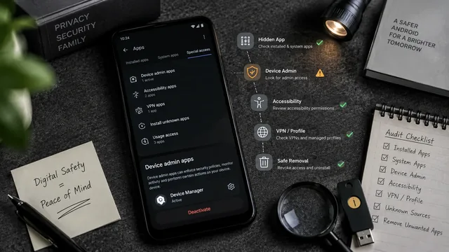 Android settings screen showing accessibility services and device admin apps