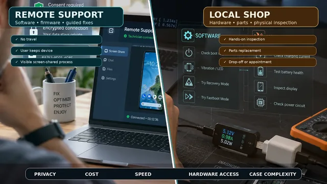 Remote Android repair vs local repair shop comparison