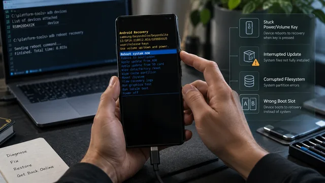 Android stock recovery menu displayed on a phone screen