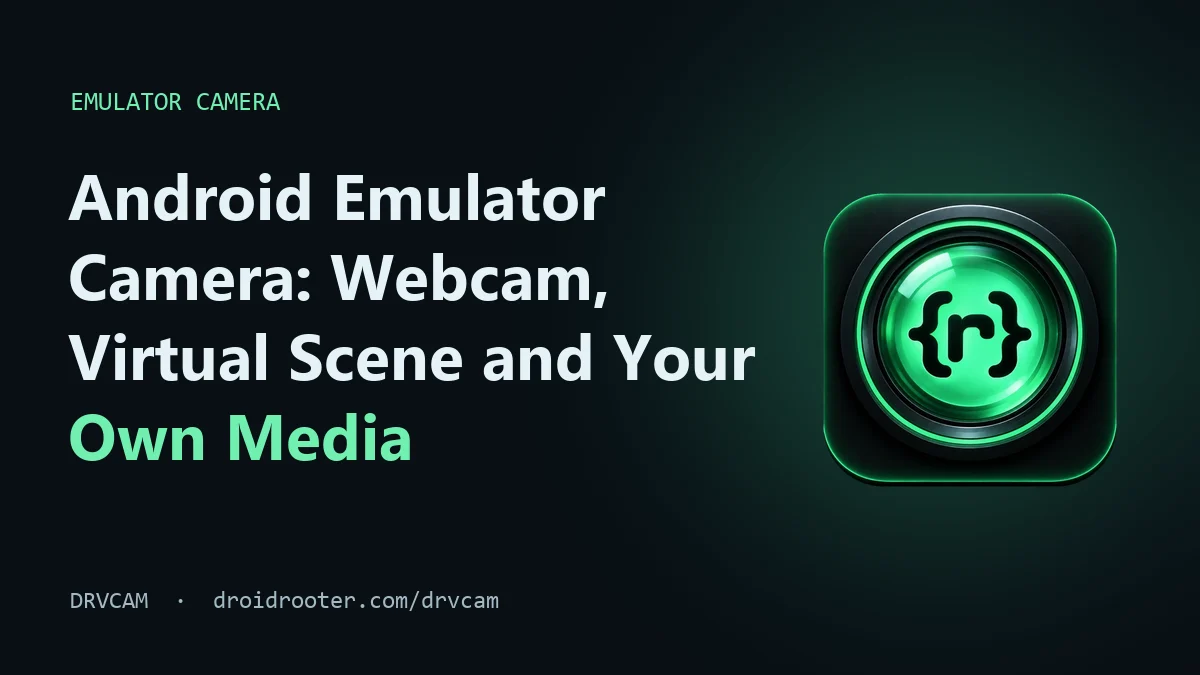 Android emulator window on a PC with the extended controls Camera page open