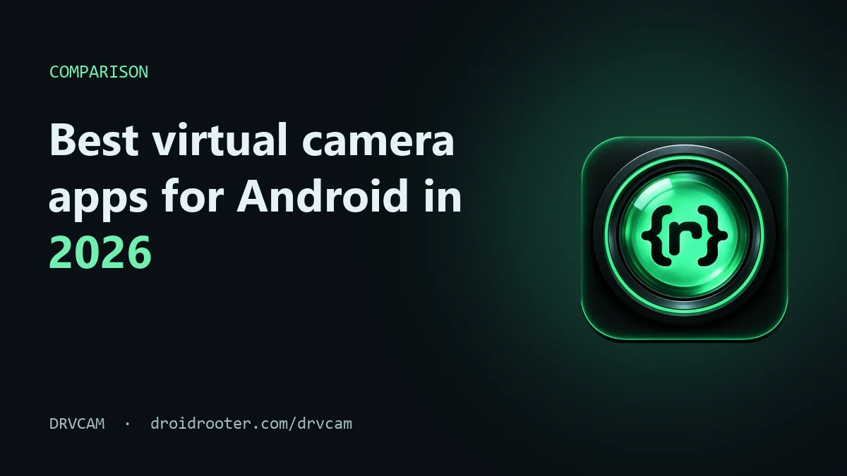 DRVCAM logo with the headline Best virtual camera apps for Android in 2026