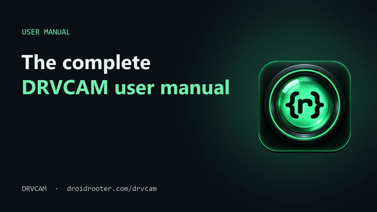 DRVCAM logo with the headline The complete DRVCAM user manual