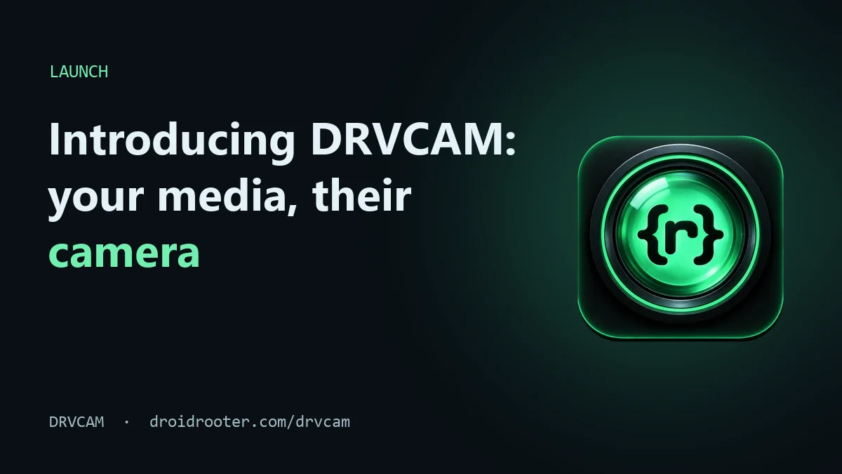 DRVCAM logo on a dark background with the headline Introducing DRVCAM