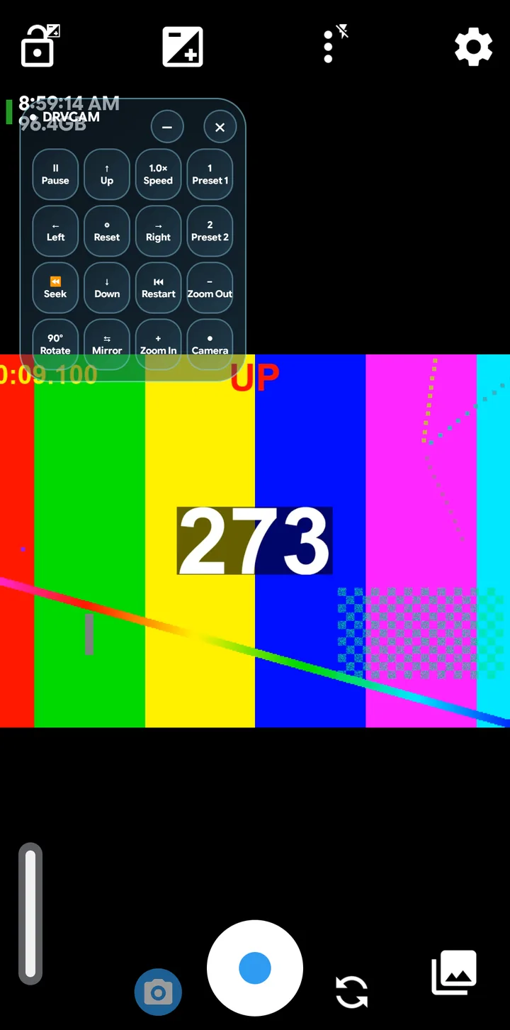 The virtual feed zoomed in after pressing Zoom In several times