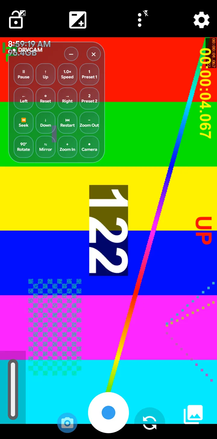 The virtual feed rotated by 90 degrees after pressing Rotate